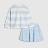 Mini Girls Blue Stripe Polo Shirt Set