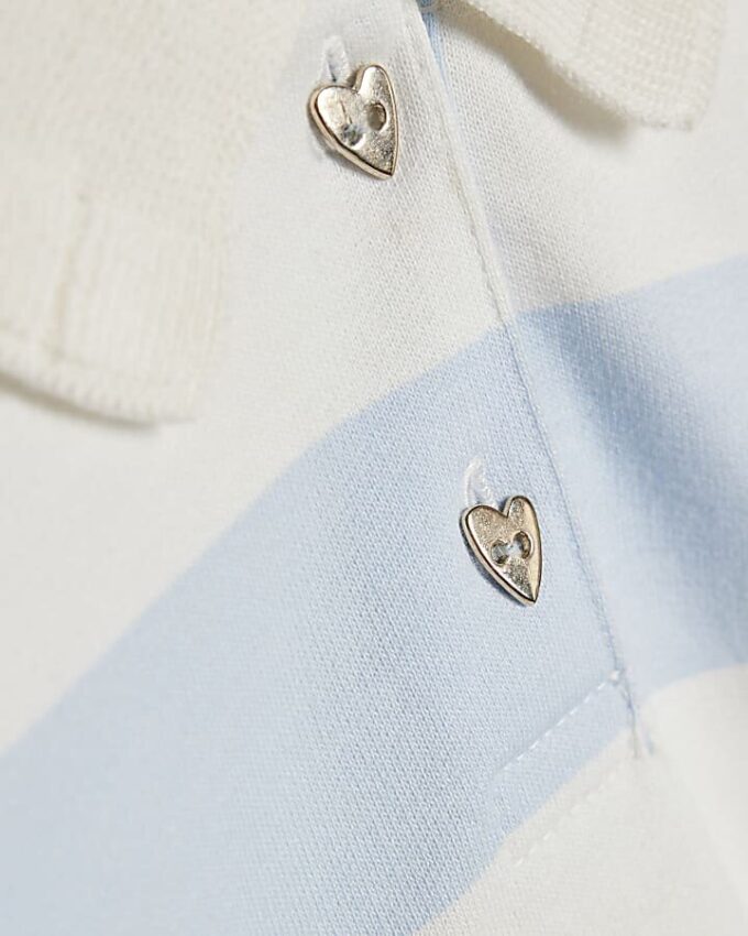 Mini Girls Blue Stripe Polo Shirt Set