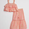 Mini Girls Coral Tiered Broderie Top Set