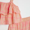 Mini Girls Coral Tiered Broderie Top Set