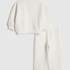 Mini Girls Cream Badged Sweatshirt Set