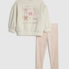 Mini Girls Cream Bow Box Sweatshirt Set