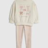Mini Girls Cream Bow Box Sweatshirt Set