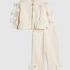 Mini Girls Cream Bow Cinched Sweatshirt Set