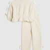 Mini Girls Cream Bow Cinched Sweatshirt Set