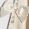 Mini Girls Cream Bow Cinched Sweatshirt Set