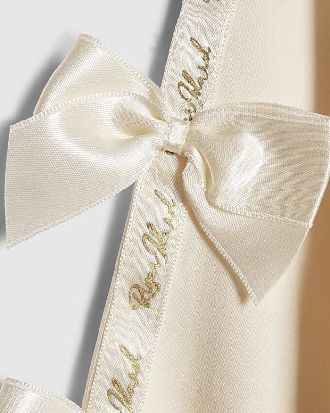 Mini Girls Cream Bow Cinched Sweatshirt Set