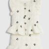Mini Girls Cream Bow Gilet And Skirt Set