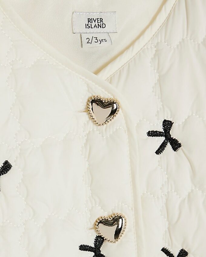 Mini Girls Cream Bow Gilet And Skirt Set