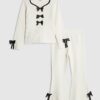 Mini Girls Cream Bow Trousers Set