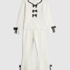Mini Girls Cream Bow Trousers Set