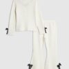 Mini Girls Cream Bow Trousers Set