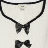 Mini Girls Cream Bow Trousers Set