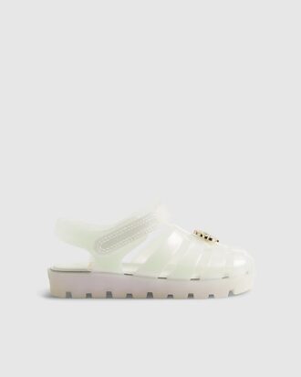 Mini Girls Cream Pearl Shell Jelly Sandals