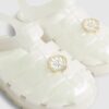 Mini Girls Cream Pearl Shell Jelly Sandals