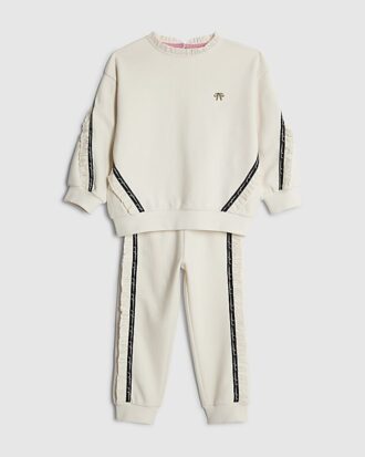Mini Girls Cream RI Frill Sweatshirt Set