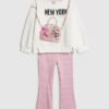 Mini Girls Cream York Bag Sweatshirt Set