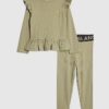 Mini Girls Khaki RI Waist Band Ribbed Set