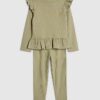 Mini Girls Khaki RI Waist Band Ribbed Set