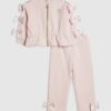 Mini Girls Pink Bow Cinched Sweatshirt Set