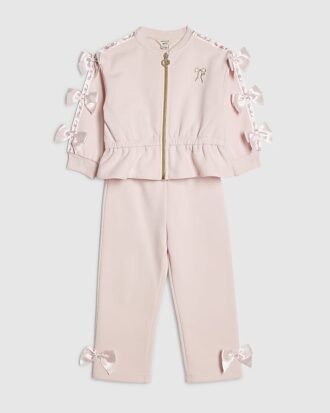 Mini Girls Pink Bow Cinched Sweatshirt Set