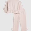 Mini Girls Pink Bow Cinched Sweatshirt Set