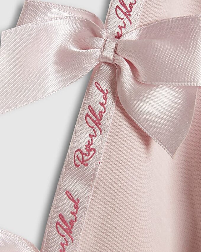 Mini Girls Pink Bow Cinched Sweatshirt Set