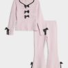 Mini Girls Pink Bow Trousers Set