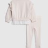 Mini Girls Pink Broderie Hem Sweatshirt Set