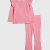Mini Girls Pink Cable Knitted T-Shirt Set