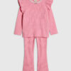 Mini Girls Pink Cable Knitted T-Shirt Set
