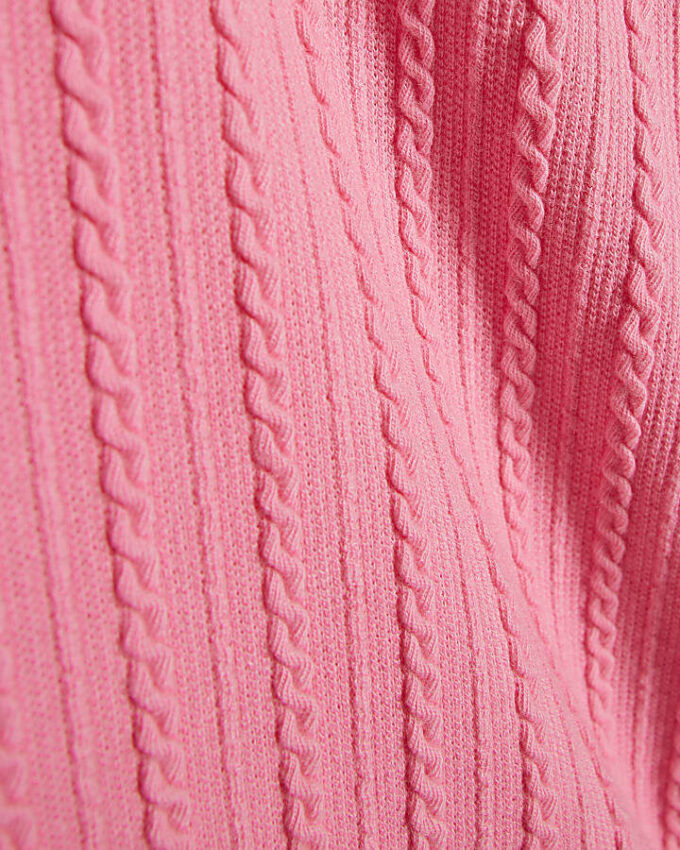 Mini Girls Pink Cable Knitted T-Shirt Set