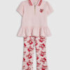 Mini Girls Pink Cherry Bow Leggings Set