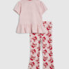 Mini Girls Pink Cherry Bow Leggings Set