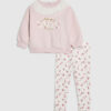 Mini Girls Pink Collared Sweatshirt Set