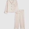 Mini Girls Pink Corsage Satin Pyjamas Set