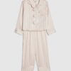 Mini Girls Pink Corsage Satin Pyjamas Set