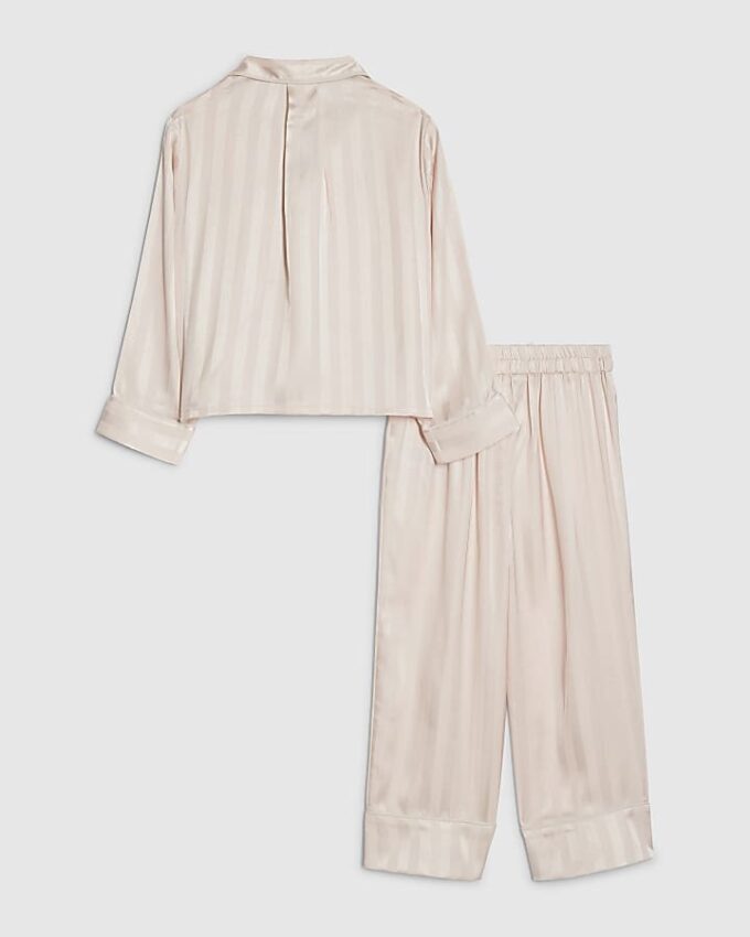 Mini Girls Pink Corsage Satin Pyjamas Set