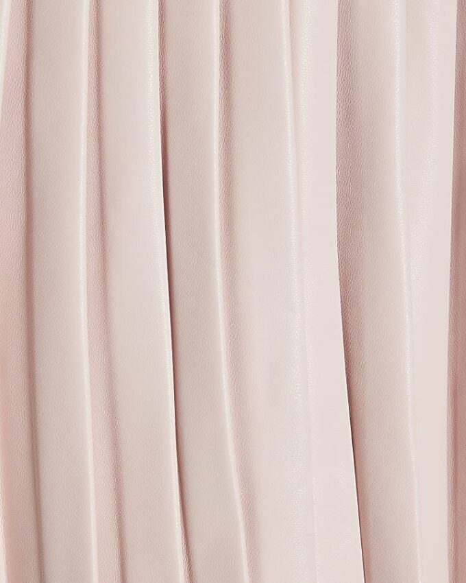 Mini Girls Pink Faux Leather Pleated Dress