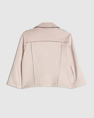 Mini Girls Pink Faux Suede Biker Jacket