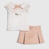 Mini Girls Pink Faux Suede Skort Set
