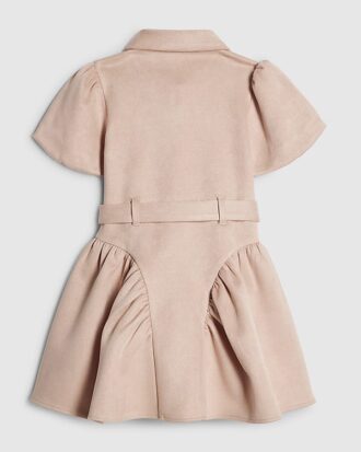Mini Girls Pink Faux Suedette Prom Dress