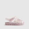 Mini Girls Pink Glitter Bow Jelly Sandals