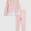 Mini Girls Pink Pointelle 3D Bow Top Set