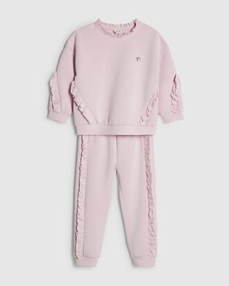 Mini Girls Pink RI Frill Sweatshirt Set