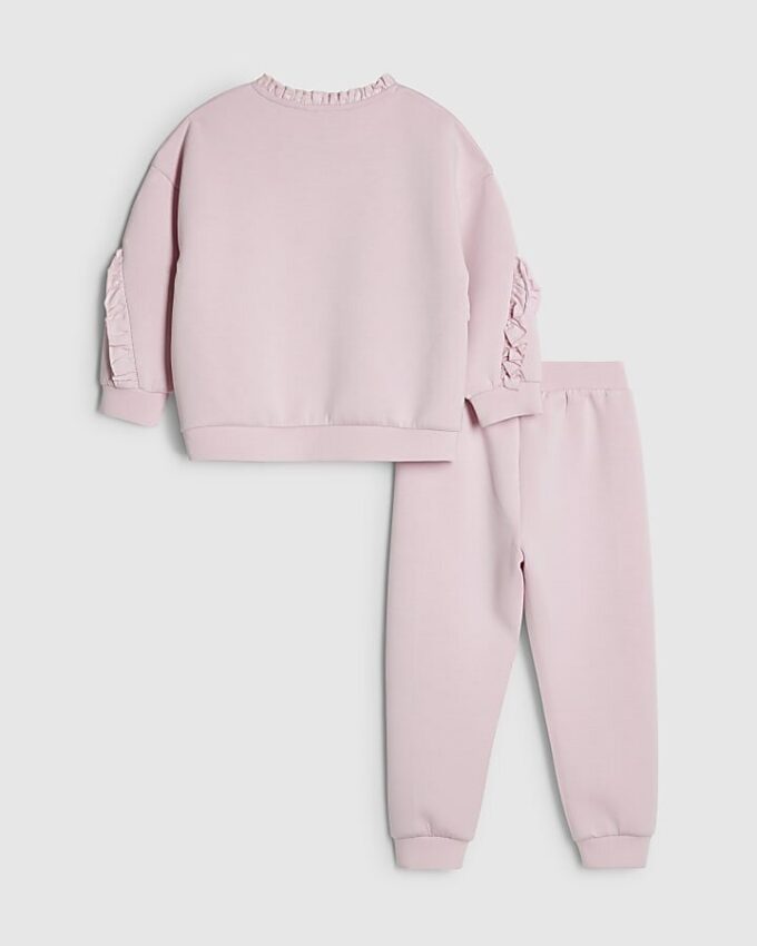 Mini Girls Pink RI Frill Sweatshirt Set