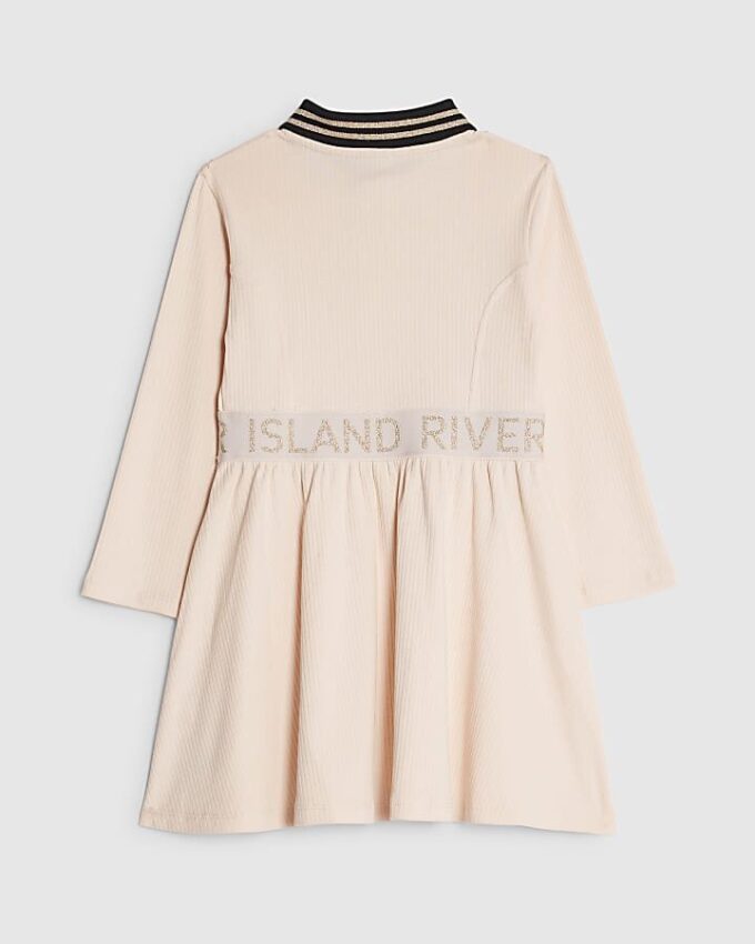 Mini Girls Pink RI Ribbed Dress