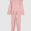 Mini Girls Pink RI Waistband Ribbed Set
