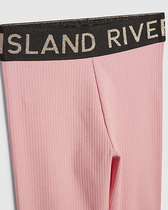 Mini Girls Pink RI Waistband Ribbed Set