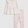 Mini Girls Pink Rib Collar Peplum Top Set